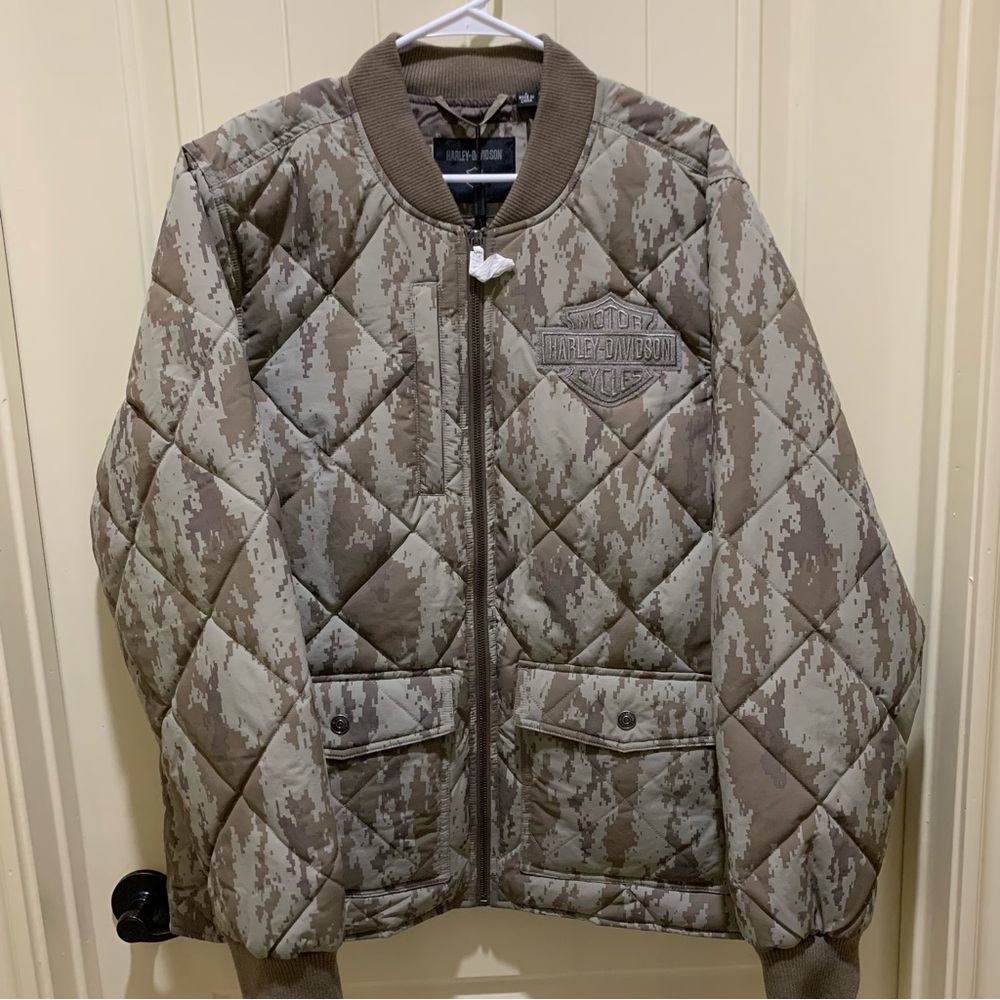 Harley Davidson Quilted Park Jacket Woven Camo 97400-24VM Men Size Large